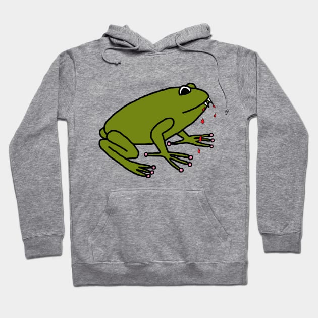 Animals with Sharp Teeth Green Frog Hoodie by ellenhenryart